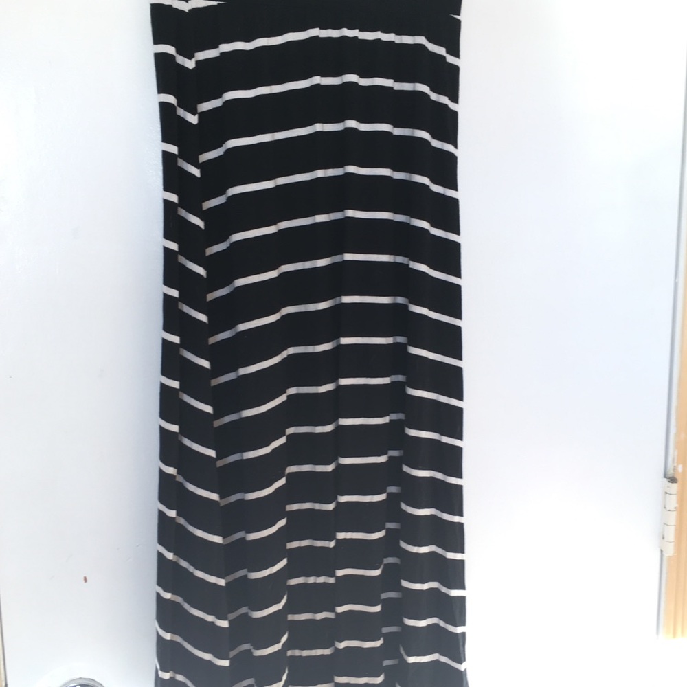 Black and white striped long skirt
